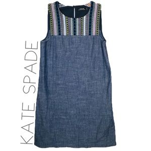 Kate Spade woven embroidered shift dress 0 XS